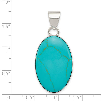 Sterling Silver Turquoise Polished Oval Pendant