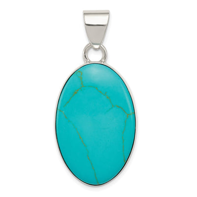 Sterling silver turquoise oval pendant