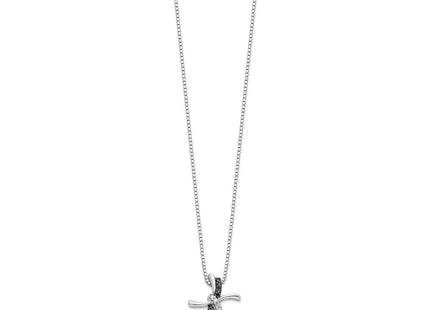 Sterling silver diamond cross necklace, alternate view