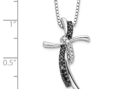Sterling silver diamond cross necklace, another view