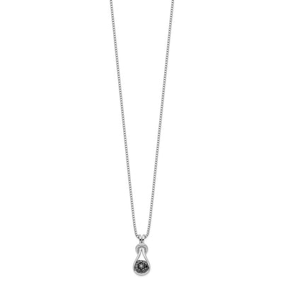 White Night Sterling Silver Rhodium-plated Black Diamond Love Knot Necklace with Extender