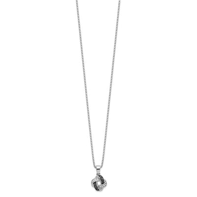 White Night Sterling Silver Rhodium-plated Black and White Diamond Necklace with Extender, 18 x 12mm