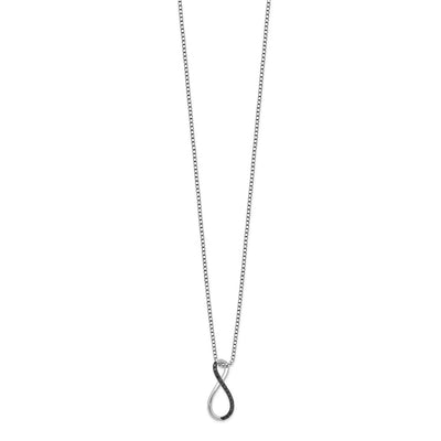 White Night Sterling Silver Rhodium-plated Black Diamond Infinity Symbol Necklace with Extender