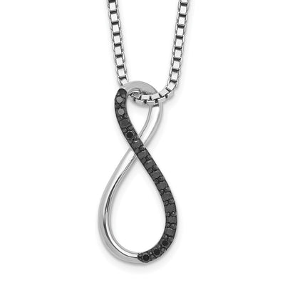 White Night Sterling Silver Rhodium-plated Black Diamond Infinity Symbol Necklace with Extender