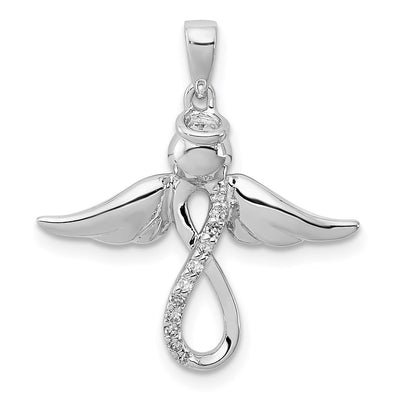 Sterling silver diamond angel pendant