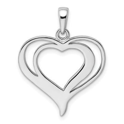 Sterling Silver Rhodium-plated Stellux Crystal Double Heart Pendant