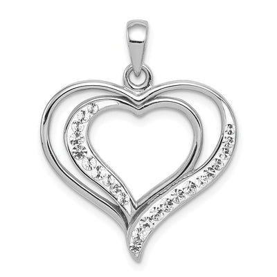 Sterling silver crystal heart pendant