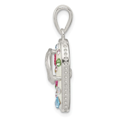 Sterling Silver Multi-Color Stellux Crystal Flip-flop Pendant