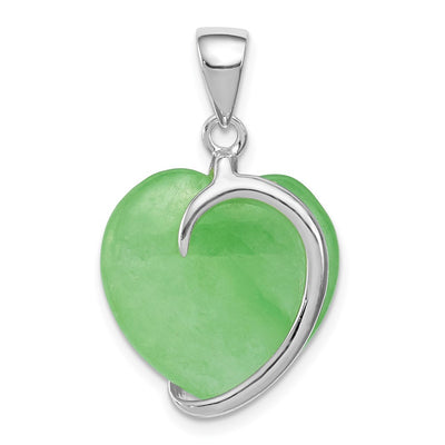 Sterling silver jade heart pendant