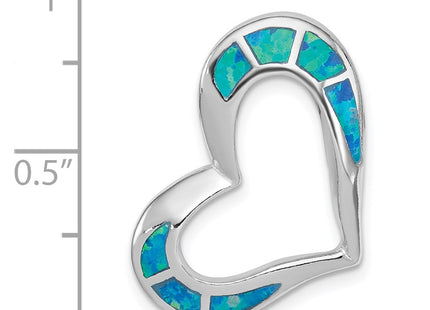 Sterling silver opal heart pendant, another view