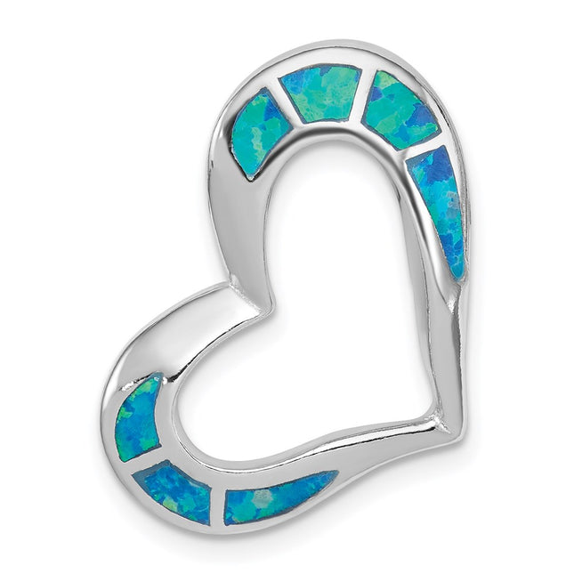 Sterling silver opal heart pendant