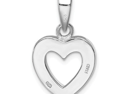 Sterling Silver Rhodium-plated Blue Inlay Created Opal Heart Pendant (Style QP2744)