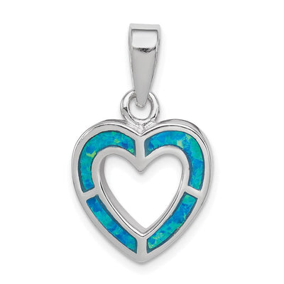 Sterling silver opal heart pendant