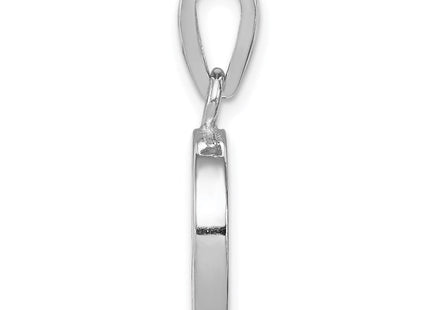 Sterling Silver Rhodium-plated Blue Inlay Created Opal Peace Sign Pendant (Style QP2746)