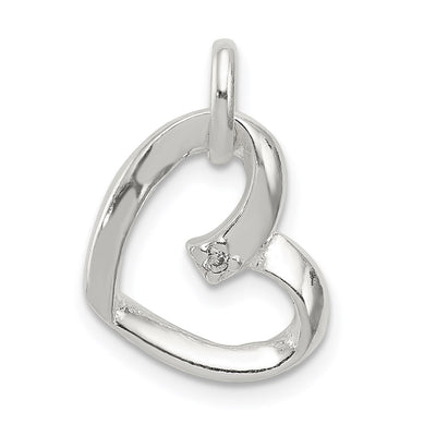 Sterling silver cubic zirconia heart pendant
