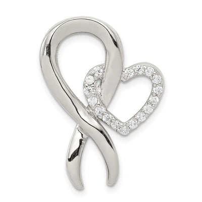 Sterling silver cubic zirconia heart chain