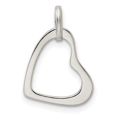 Sterling Silver Polished Open Heart Pendant, 18 x 14mm