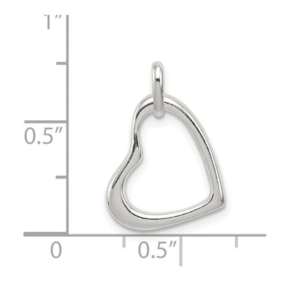 Sterling Silver Polished Open Heart Pendant, 18 x 14mm