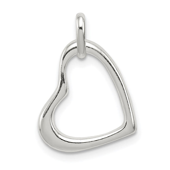 Sterling Silver Polished Open Heart Pendant, 18 x 14mm
