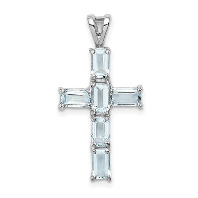 Sterling silver aquamarine cross pendant