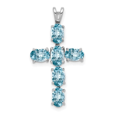 Sterling silver blue topaz cross pendant