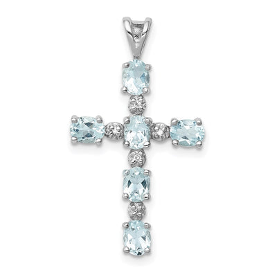 Sterling silver diamond cross pendant