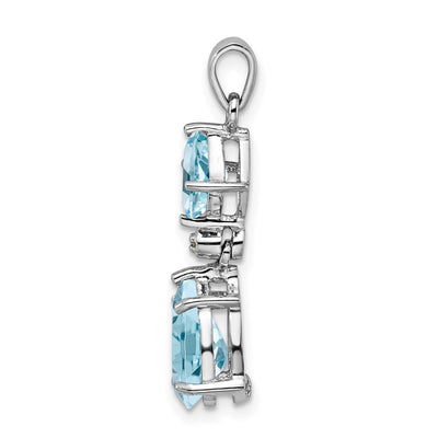 Sterling Silver Rhodium Plated Diamond & Light Swiss BT Pendant, 29 x 7mm