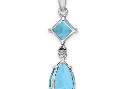 Sterling Silver Rhodium Plated Diamond & Light Swiss BT Pendant (Style QP2956BT)