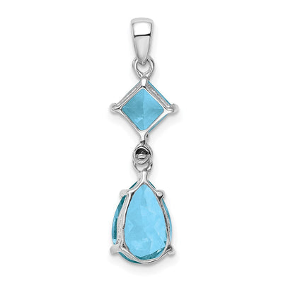 Sterling Silver Rhodium Plated Diamond & Light Swiss BT Pendant, 29 x 7mm