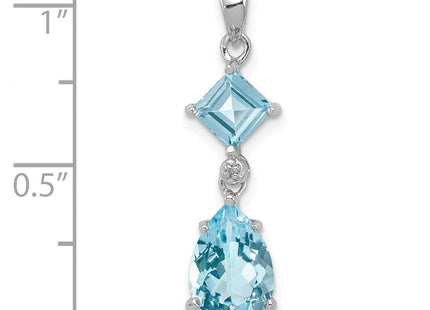 Sterling Silver Rhodium Plated Diamond & Light Swiss BT Pendant (Style QP2956BT)
