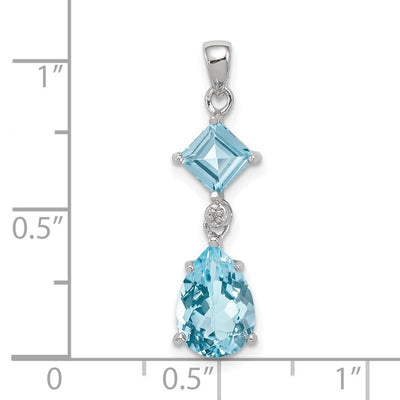 Sterling Silver Rhodium Plated Diamond & Light Swiss BT Pendant, 29 x 7mm