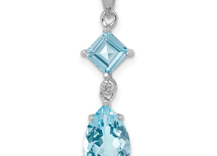 Sterling Silver Rhodium Plated Diamond & Light Swiss BT Pendant (Style QP2956BT)