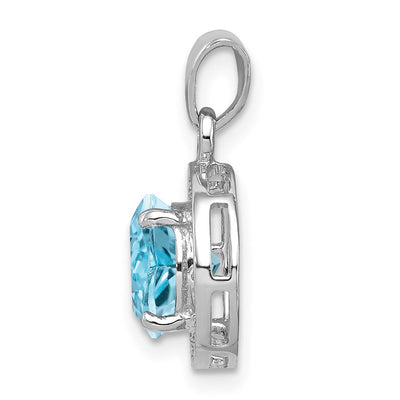 Sterling Silver Rhodium Plated Diamond & Light Swiss BT Pendant, 18 x 11mm