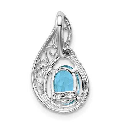 Sterling Silver Rhodium Plated Diamond and Light Swiss BT Pendant, 18 x 10mm