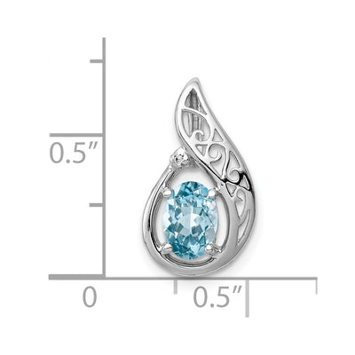 Sterling Silver Rhodium Plated Diamond and Light Swiss BT Pendant, 18 x 10mm