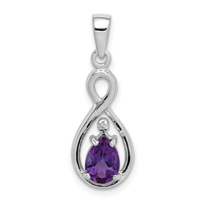 Sterling silver diamond teardrop pendant