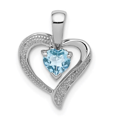 Sterling silver diamond heart pendant