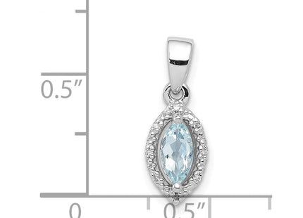 Sterling Silver Rhodium-plated Diamond and Aquamarine Pendant (Style QP2977AQ)