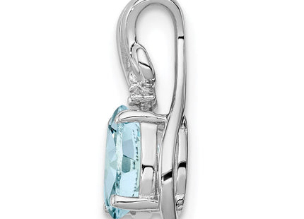 Sterling silver aquamarine oval pendant, alternate view