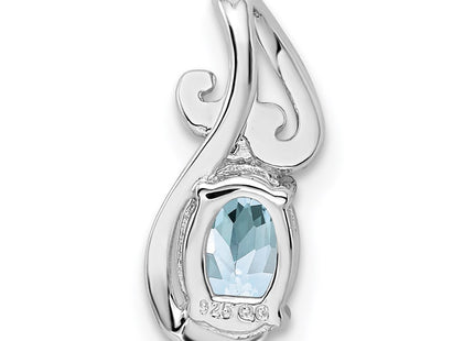 Sterling silver aquamarine oval pendant, further view