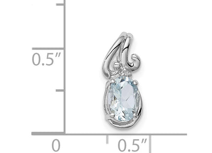 Sterling silver aquamarine oval pendant, another view