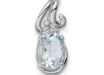 Sterling silver aquamarine oval pendant