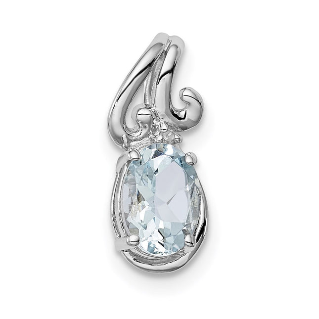 Sterling silver aquamarine oval pendant