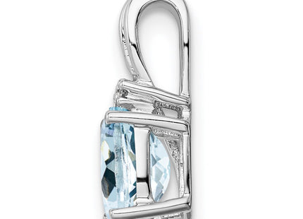 Sterling silver aquamarine oval pendant, alternate view