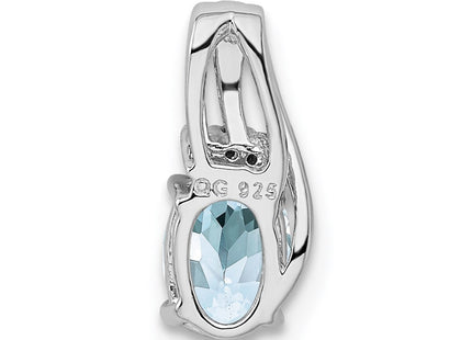 Sterling silver aquamarine oval pendant, further view