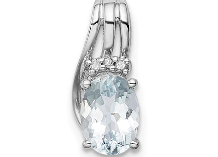 Sterling silver aquamarine oval pendant