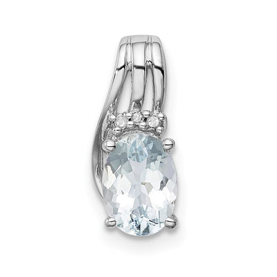 Sterling silver aquamarine oval pendant