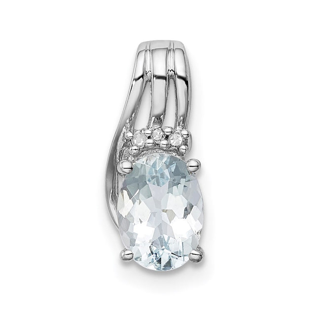 Sterling silver aquamarine oval pendant
