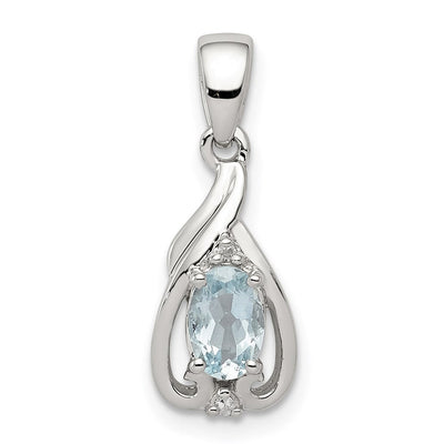 Sterling silver aquamarine oval pendant