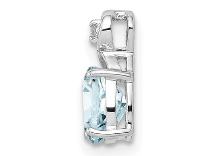 Sterling silver aquamarine oval pendant, alternate view